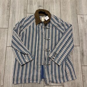 We the free striped denim barn coat medium